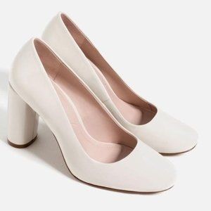 Zara Cream Block Heel Pumps